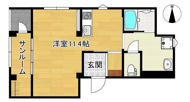 サンプラザファムリ上杉(ワンルーム/2階)の間取り写真