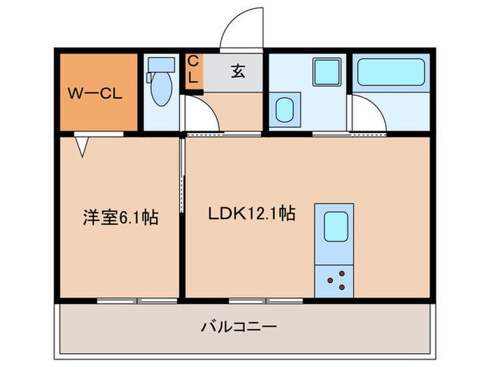 D-ROOM 原町(1LDK/1階)の間取り写真