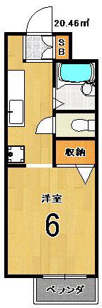 セリジェール嵐山(1K/1階)の間取り写真