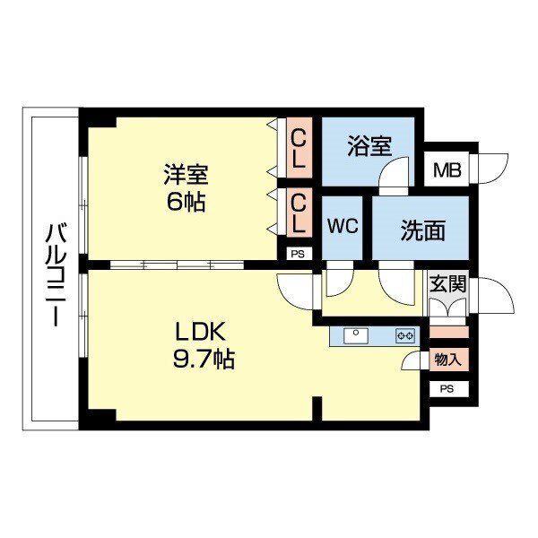 WILLDO礎町(1LDK/8階)の間取り写真