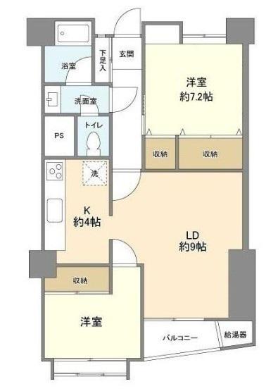陽輪台高円寺(2LDK/9階)の間取り写真