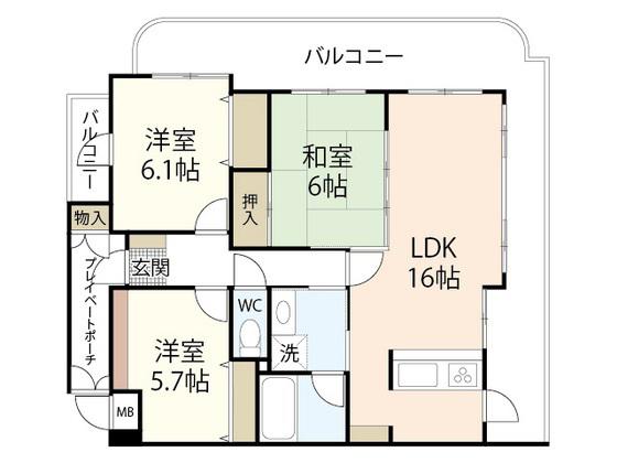 アーバンライフ黒川(3LDK/8階)の間取り写真