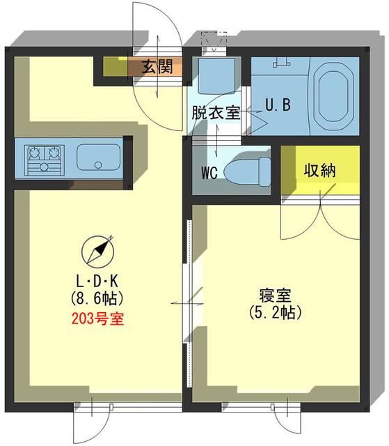 元町ハイツ3(1LDK/2階)の間取り写真