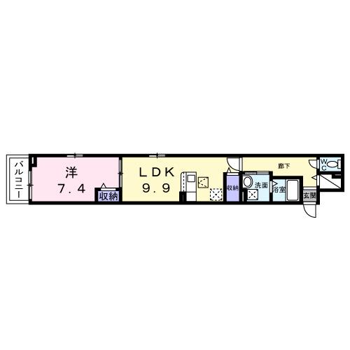 ヒカルサ泉大津条南町(1LDK/1階)の間取り写真