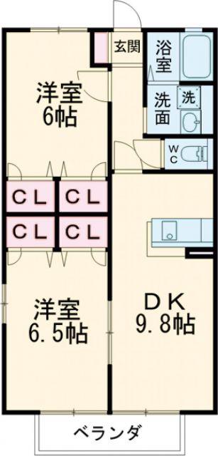 レトア南浦I(2LDK/1階)の間取り写真