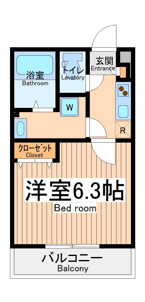 リブリウィング3矢向(1K/1階)の間取り写真