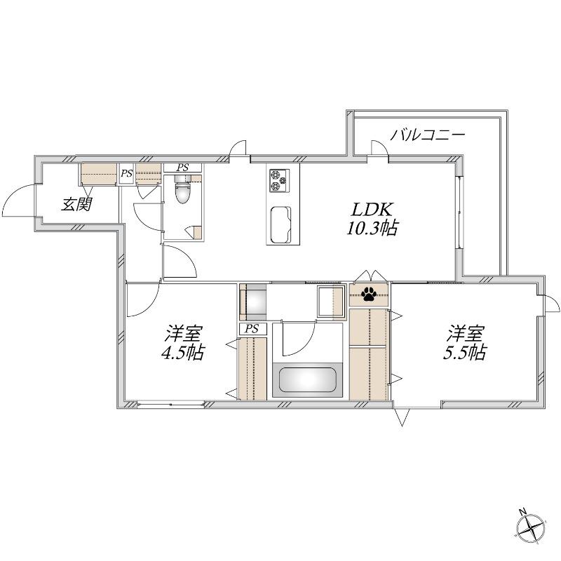 GRACIA 和(2LDK/2階)の間取り写真