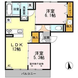 セレーノ(2LDK/1階)の間取り写真