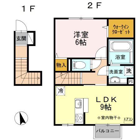 コンフォルタ野溝(1LDK/2階)の間取り写真