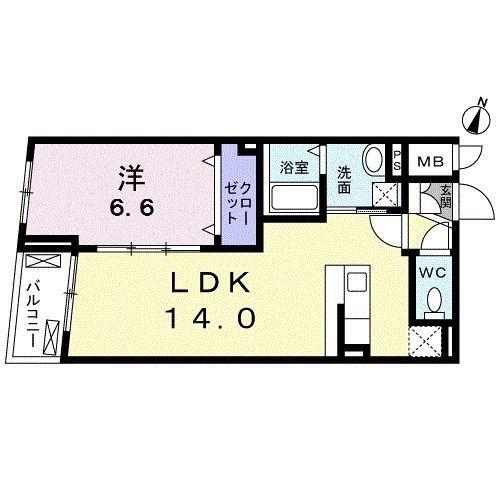 七富ビル(1LDK/4階)の間取り写真