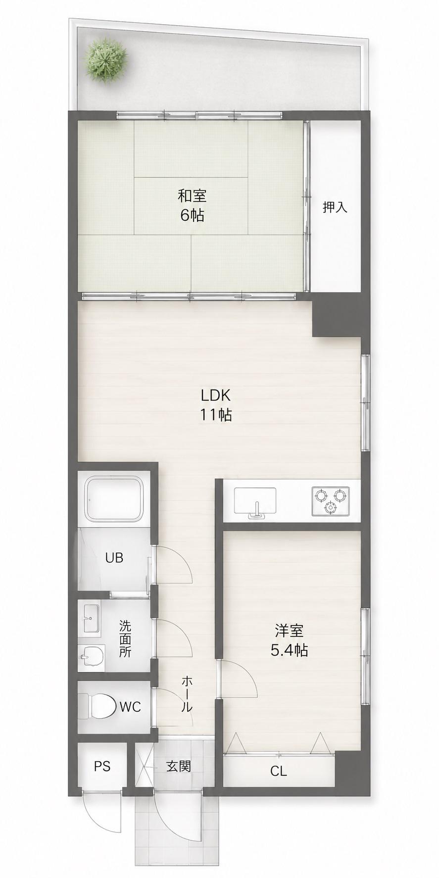 第6小谷ビル(2LDK/1階)の間取り写真