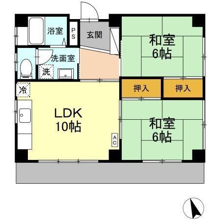 泉ハイツ(2LDK/1階)の間取り写真