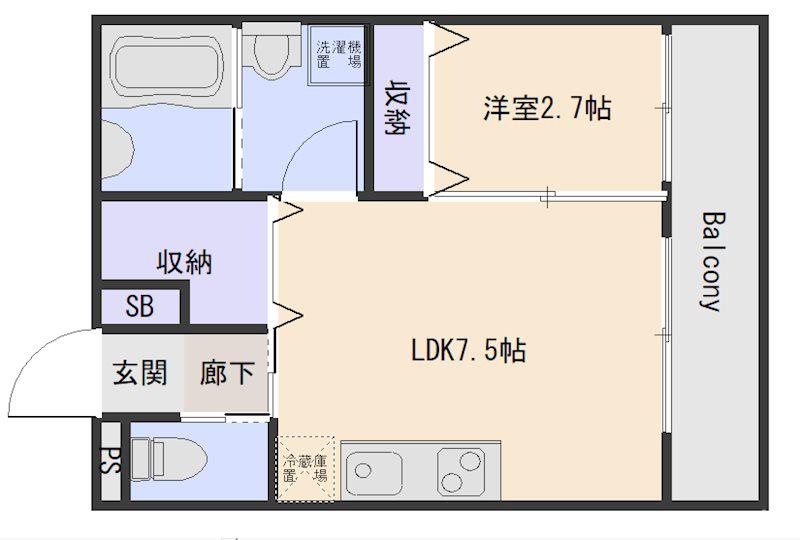 クレスト寺家駅前(1LDK/3階)の間取り写真