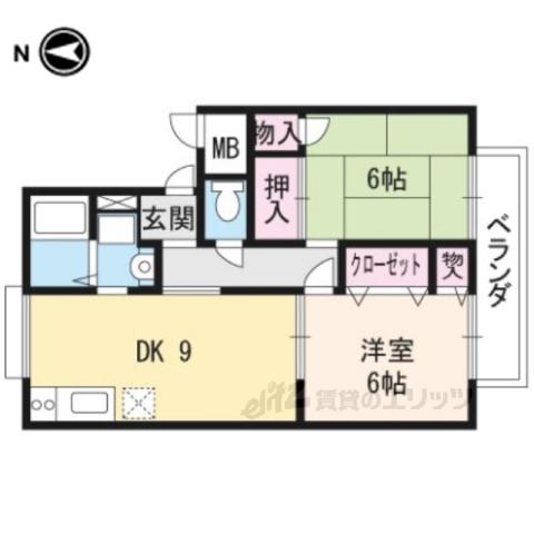 コーポ洛彩(2LDK/2階)の間取り写真