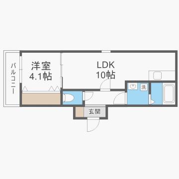 ムギノベース(1LDK/3階)の間取り写真