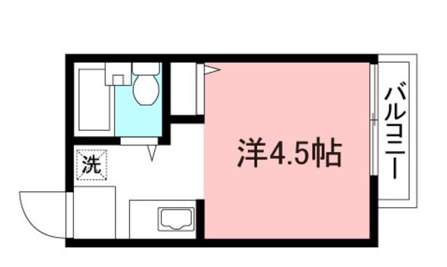 自由が丘ロックハイム(1K/2階)の間取り写真