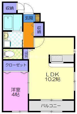 スプリングベルさやか(1LDK/1階)の間取り写真