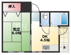 境川マンション(1DK/3階)の間取り写真