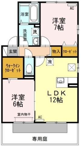 グラン・リーオ D棟(2LDK/1階)の間取り写真
