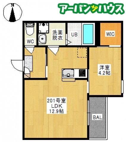 REGALEST 下伊福上町(1LDK/2階)の間取り写真