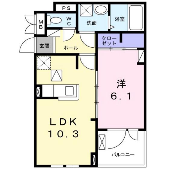 コンテ ソレイユ(1LDK/1階)の間取り写真