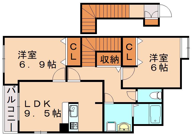 CENTURY椿D(2LDK/2階)の間取り写真
