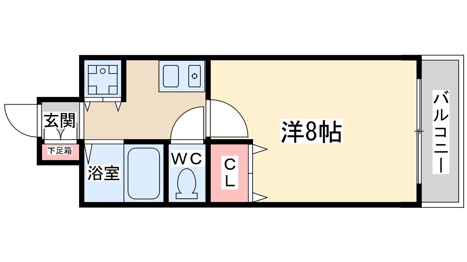 パークビュー北梅田(1K/9階)の間取り写真