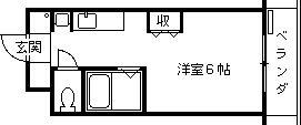 ユニテソリステ津門川(ワンルーム/4階)の間取り写真