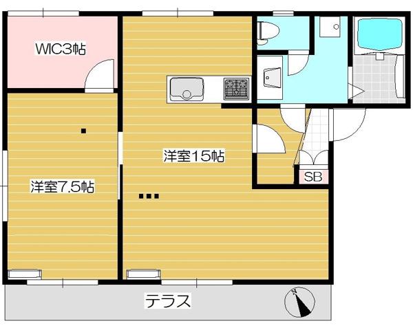 第二愛和ハイツ(1LDK/1階)の間取り写真
