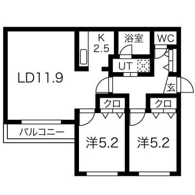BLOOM(2LDK/2階)の間取り写真