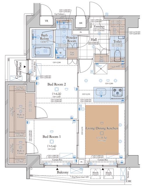 コンシェリア目黒 THE RESIDENCE(2LDK/3階)の間取り写真