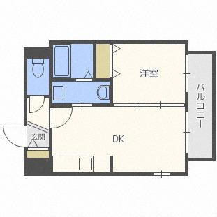 PRIME URBAN北11条(1LDK/6階)の間取り写真