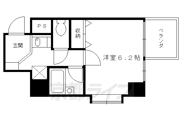 ベラジオ四条堀川(1K/7階)の間取り写真