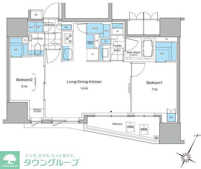 ルフォンプログレ北新宿(2LDK/13階)の間取り写真