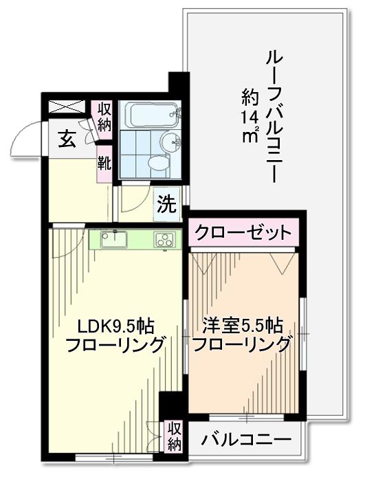 プレザントヒル(1LDK/4階)の間取り写真