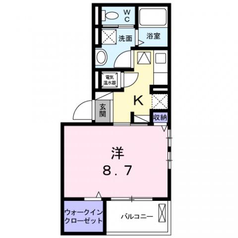 リヴェール 雅(1K/2階)の間取り写真