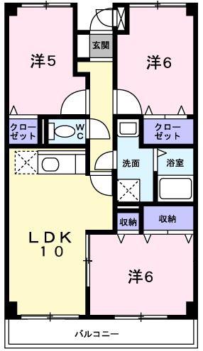 ビサイド大蔵谷(3LDK/3階)の間取り写真
