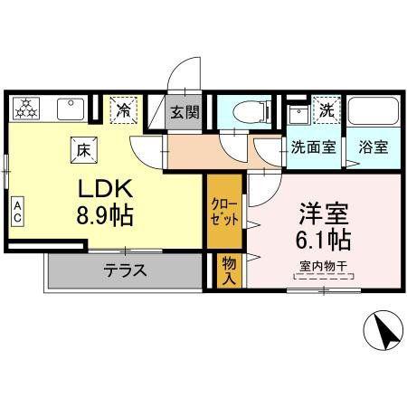 D-PAINA東長沼(1LDK/3階)の間取り写真