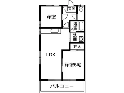 ヴェルディタカギ(2LDK/2階)の間取り写真