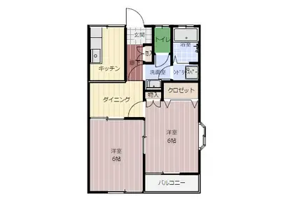 ルナハイツI 102(2DK/1階)の間取り写真