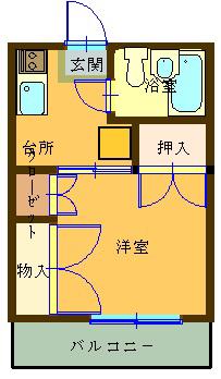 ストークヴィラISOBE(1K/1階)の間取り写真