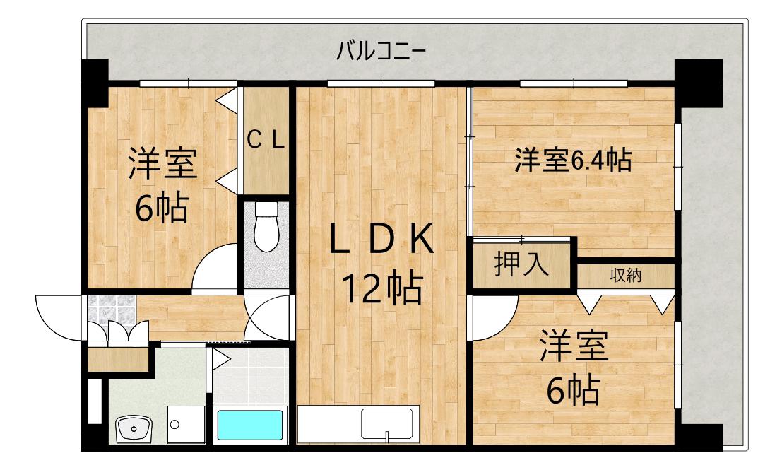 ローズコート博多南(3LDK/3階)の間取り写真