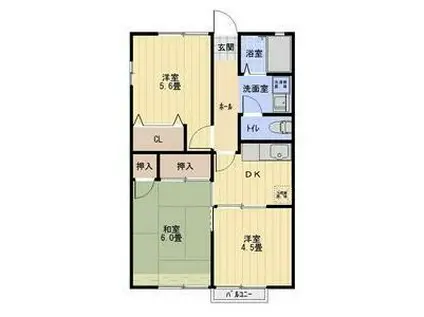 ビブレ戸ヶ崎(3K/2階)の間取り写真