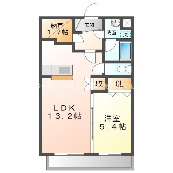エスポワールI(1SLDK/1階)の間取り写真
