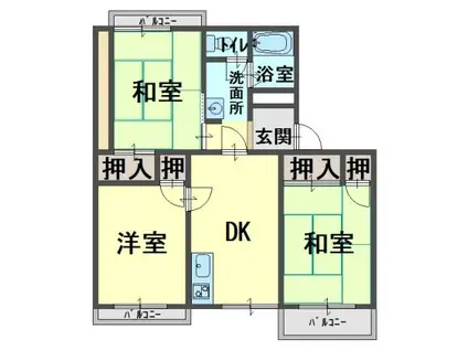 タウニィ高松 B棟(3DK/2階)の間取り写真