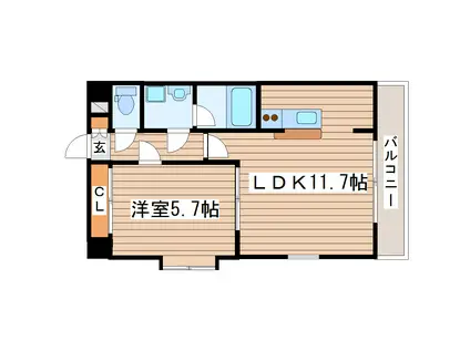 しゃとれ西中田(1LDK/6階)の間取り写真