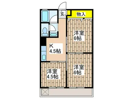 鵠沼マンション(3K/2階)の間取り写真