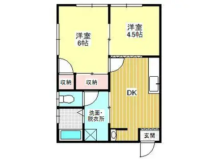 川本アパート(2DK/2階)の間取り写真