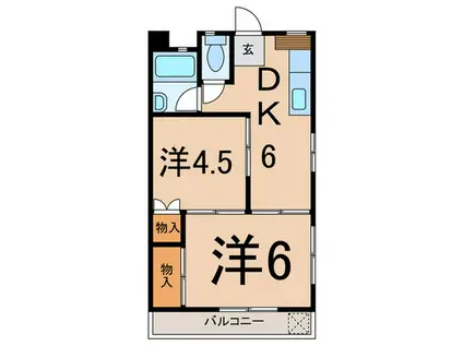 キャッスル寺尾(2DK/2階)の間取り写真