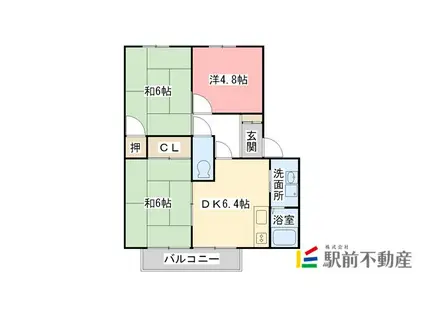 柴田ハイツB(3DK/2階)の間取り写真